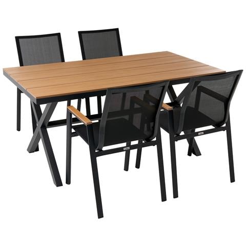Set Da Pranzo Da Giardino 4 Posti Tiano Metallo Nero - Foto 2