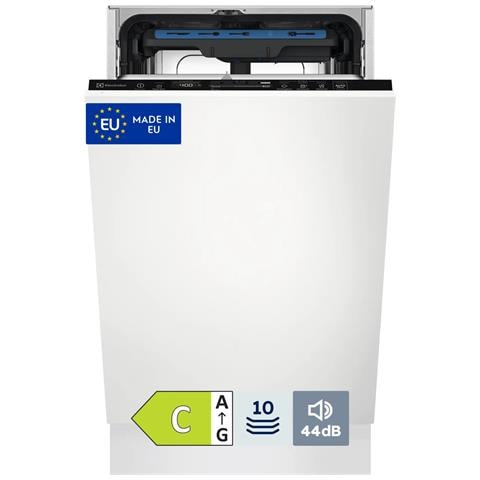 Electrolux Lavastoviglie Incasso 45 Cm - Int. Totale 10 Coperti Classe C 44 Dba EES63400L MADE IN EUROPE, A scomparsa totale, Compatta (45 cm), Nero, Touch, Pieghevole, Cassetto - Foto 1