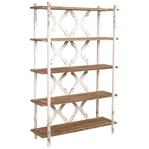 Scaffale In Legno Marrone E Bianco Con 5 Ripiani 120x42,5x190h Cm - Foto 1