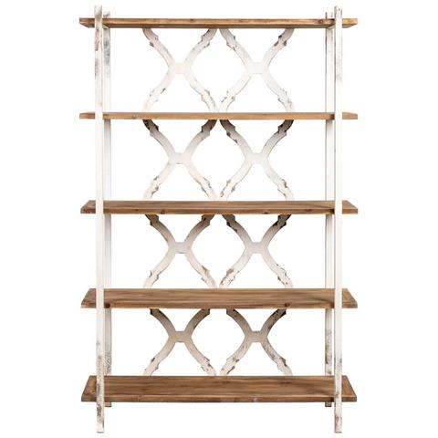 Scaffale In Legno Marrone E Bianco Con 5 Ripiani 120x42,5x190h Cm - Foto 2