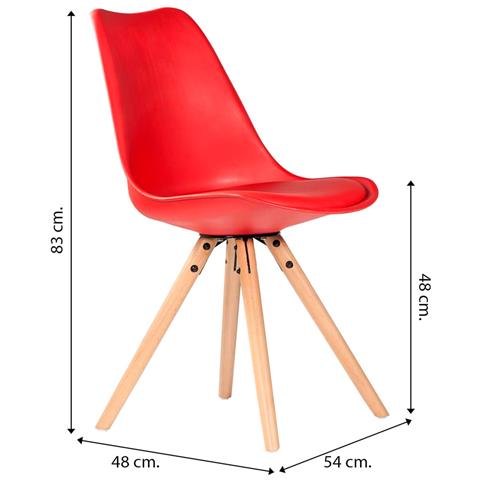 Sedia Rossa In Polipropilene 54x48x83/48h - Foto 4
