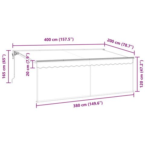 Tenda Retrattile Antracite 400 x 200 cm Poliestere e Alluminio - Foto 7