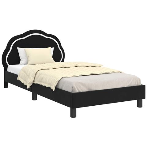 Struttura letto bambini con testata Nero 90 x 190 cm Velluto - Foto 1