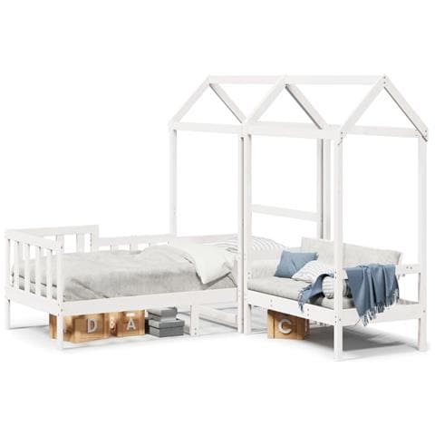 Set Dormeuse e Panca con Tetto Bianco 80x200cm Massello Pino - Foto 1