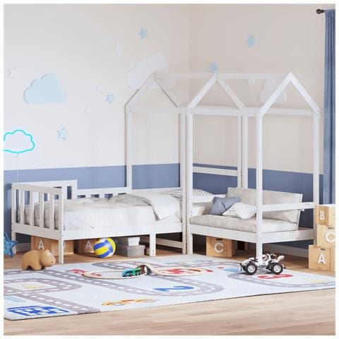 Set Dormeuse e Panca con Tetto Bianco 80x200cm Massello Pino - Foto 2
