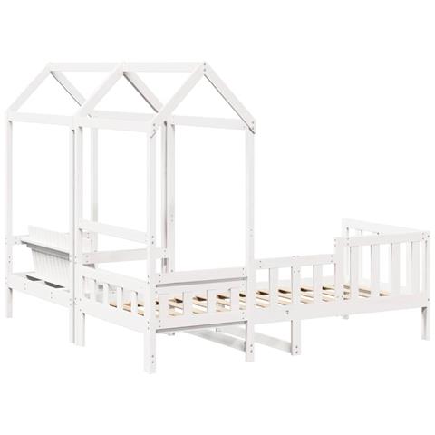 Set Dormeuse e Panca con Tetto Bianco 80x200cm Massello Pino - Foto 9
