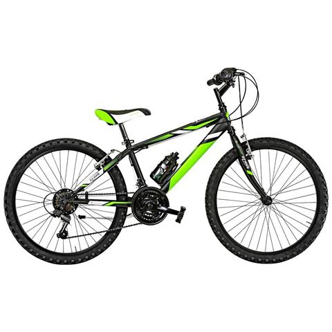 Bici Da Ragazzo Mountain Bike 24 Mtb Stark Bicicletta Sr24 Cambio 18v - 34 Nero Verde Fluo Bianco Opaco - Foto 1