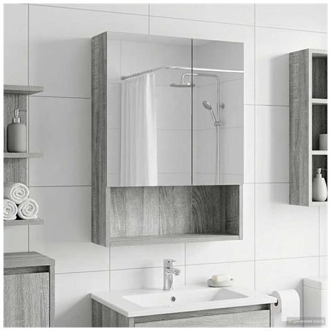 Mobiletto per specchio da bagno Grigio Sonoma 50 x 14,5 x 70 cm - Foto 2