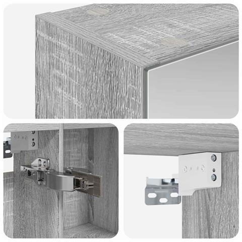 Mobiletto per specchio da bagno Grigio Sonoma 50 x 14,5 x 70 cm - Foto 9