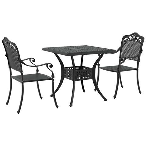 Set di Tavolo da Giardino 3 pcs Nero Alluminio pressofuso - Foto 1