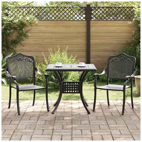 Set di Tavolo da Giardino 3 pcs Nero Alluminio pressofuso - Foto 2