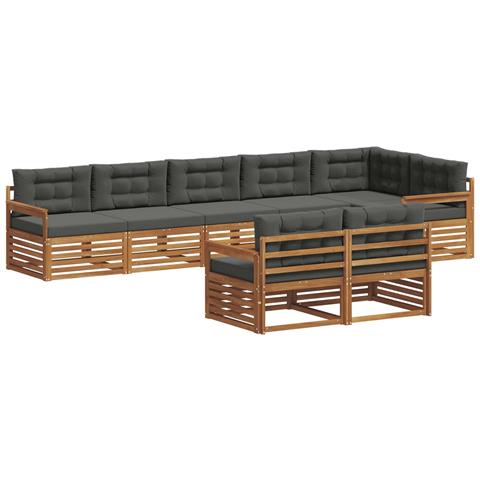 Set di divani da esterno con cuscino 8 pcs Naturale e Antracite - Foto 1