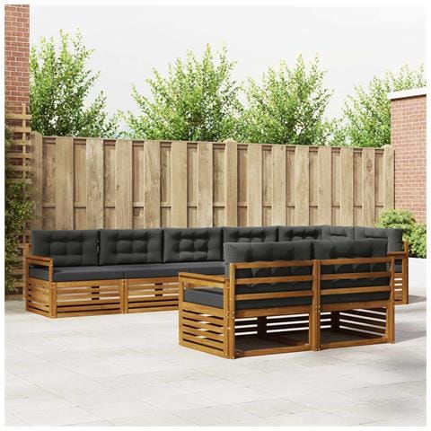 Set di divani da esterno con cuscino 8 pcs Naturale e Antracite - Foto 2