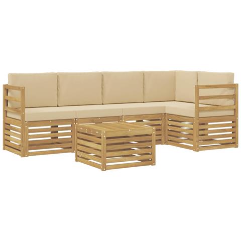 Set di divani da esterno 6 pcs Bianco e Beige 59 x 59 x 37 cm - Foto 1
