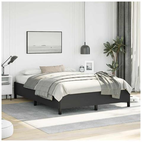 Struttura letto senza Materasso Nera 152x203 cm matrimoniale in Similpelle - Foto 2