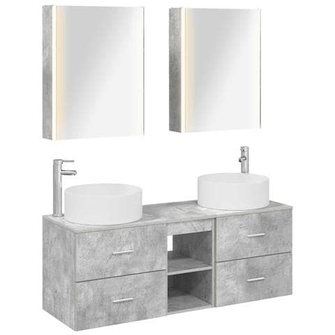 Set di mobili per il bagno 5 pcs Grigio Cemento - Foto 1