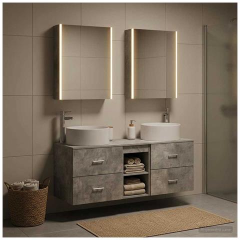 Set di mobili per il bagno 5 pcs Grigio Cemento - Foto 2