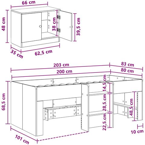 Struttura Letto Loft con Mobile 3 pz Nero Legno ingegnerizzato - Foto 8
