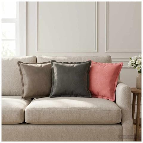Cuscino con cuscino HOUTEN 2 pz Grigio Chiaro Velluto - Foto 2
