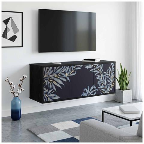 Mobile TV da Parete DOKKUM 102 x 33 x 40 cm Rovere Nero - Foto 2