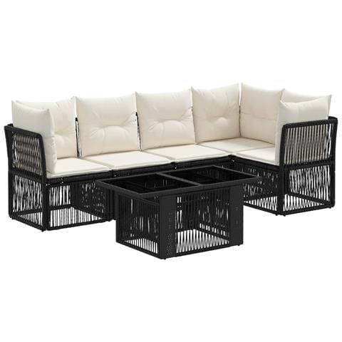 Set Divano da Giardino 6 pz Nero polyrattan - Foto 1