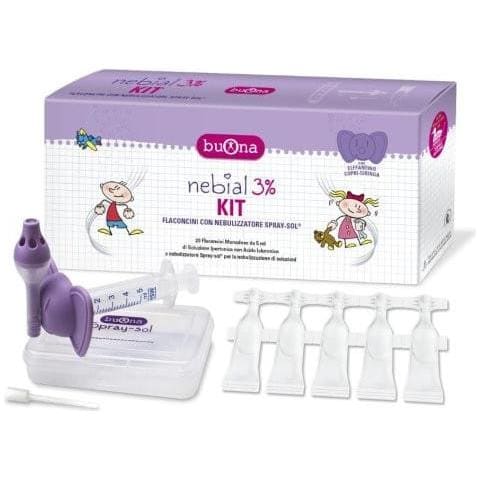 Nebial 3% Kit 20 Flaconcini Monodose 5ML Soluzione Ipertonica con Acido Ialuronico + Nebulizzatore Spray-Sol - Foto 1