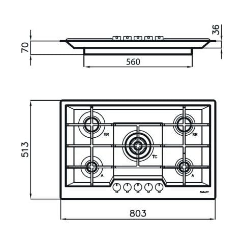 Piano Cottura 7601 032 a Gas 5 Fuochi Gas Colore Inox - Foto 2