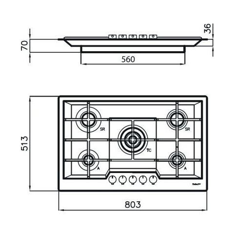 Piano Cottura 7601 032 a Gas 5 Fuochi Gas Colore Inox - Foto 8