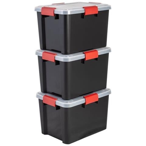, Set 3 Scatolo Di Di Immagazzinaggio / Scatolo Ermetiche Air Tight Di Sicurezza Atsd, Plastica, Trasparente, 20 L, 39 X 29 X 26 Cm - Foto 1