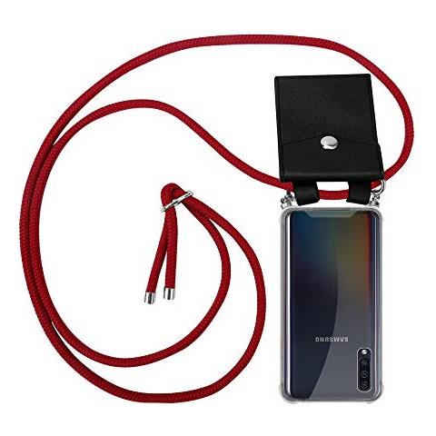 Catena Di Telefoni Cellulari Compatibile Con Samsung Galaxy A50 In Rosso Rubino - Coperchio Protettivo In Silicone Con Anelli D'argento, Cinturino In Corda E Custodia Staccabile - Foto 1
