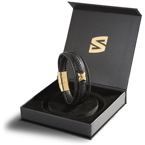 Bracciale in Pelle da Uomo, ""Flake"", 20cm, Oro - Foto 16