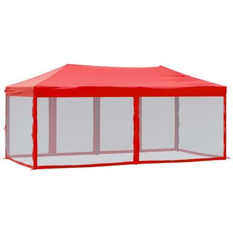 Tenda Per Feste Pieghevole Con Pareti Laterali Rosso 3x6 M - Foto 2