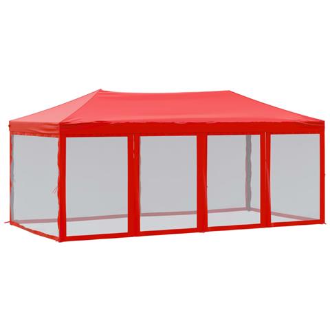 Tenda Per Feste Pieghevole Con Pareti Laterali Rosso 3x6 M - Foto 1