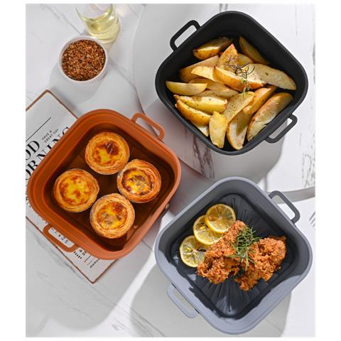 Stampo In Silicone Pieghevole Quadrato Per Friggitrice Ad Aria 17,5 Cm Black - Foto 5