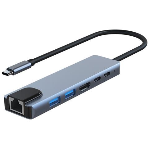 Adattatore Multiporta Usb-c Usb-a, Usb-c, Hdmi, Rj45 Grey - Foto 1