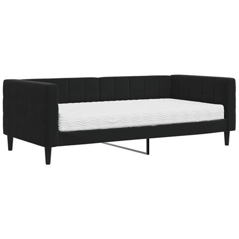 Divano Letto Con Materasso Nero 90x190 Cm In Velluto - Foto 1