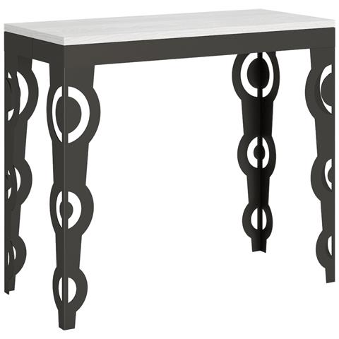 Consolle Allungabile 90x40/300 Cm Karamay Evolution Telaio Antracite - Bianco Frassino - Foto 6