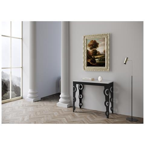 Consolle Allungabile 90x40/300 Cm Karamay Evolution Telaio Antracite - Bianco Frassino - Foto 2