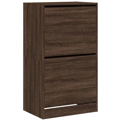 Scarpiera Con 2 Cassetti Ribaltabili Rovere Marrone 60x42x108cm - Foto 2