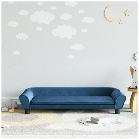Divano Per Bambini Blu 100x50x26 Cm In Velluto - Foto 1