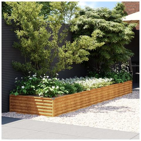 Fioriera Rialzata Da Giardino 387x100x36 Cm In Acciaio Corten - Foto 1