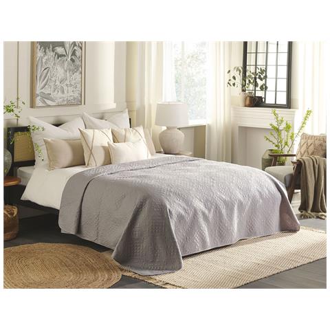 WONGS BEDDING Copriletto natalizio 220 x 240 cm, trapuntato, in microfibra, 3 pezzi, con 2 federe 50 x 75 cm, bianco e grigio