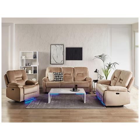 Set Da Soggiorno A 6 Posti Velluto Beige Bergen - Foto 1