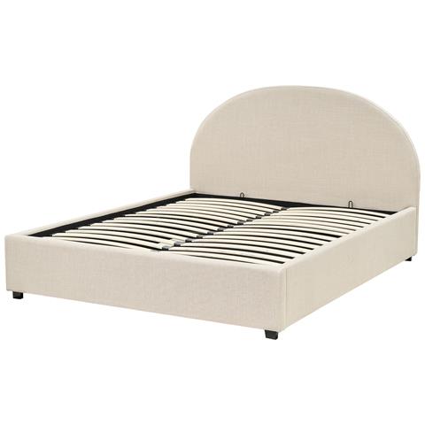 Letto Matrimoniale Contenitore Tessuto Beige 160 X 200 Cm Vaucluse - Foto 8