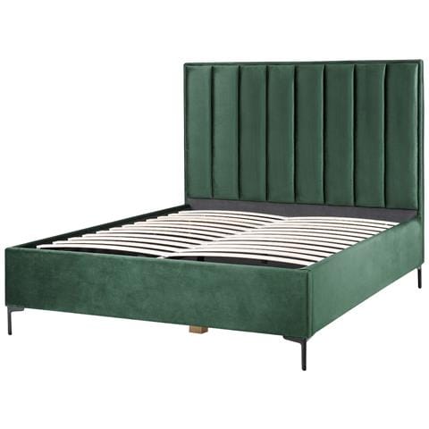 Letto Matrimoniale Con Contenitore Velluto Verde Scuro 160 X 200 Cm Sezanne - Foto 2