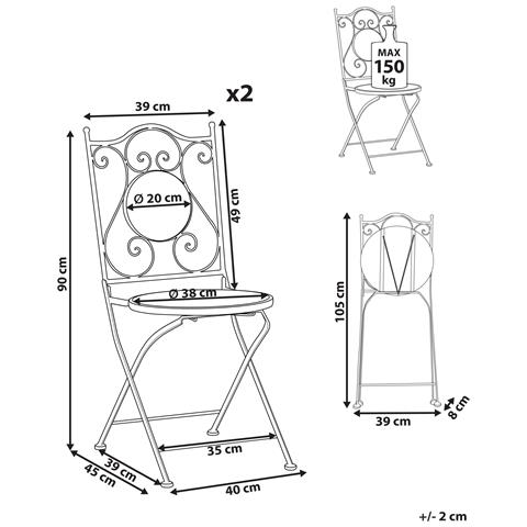Set Di 2 Sedie Metallo Nero Cigliano - Foto 2