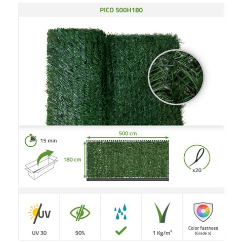 Siepe Artificiale Pico 1,8x5 M Rete Frangivista 90% Oscurante - Foto 8