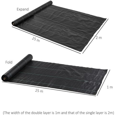 Telo Per Pacciamatura 2x25 M Per Orto, Serra E Giardino, Drenante E Traspirante, Nero - Foto 6