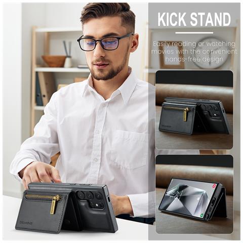 Custodia Samsung S24 Fe, Custodia Portafoglio Magnetica Con Porta Carte - Foto 7