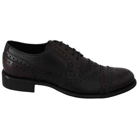 DOLCE GABBANA Scarpe Eleganti Derby Brogue In Pelle Marrone
